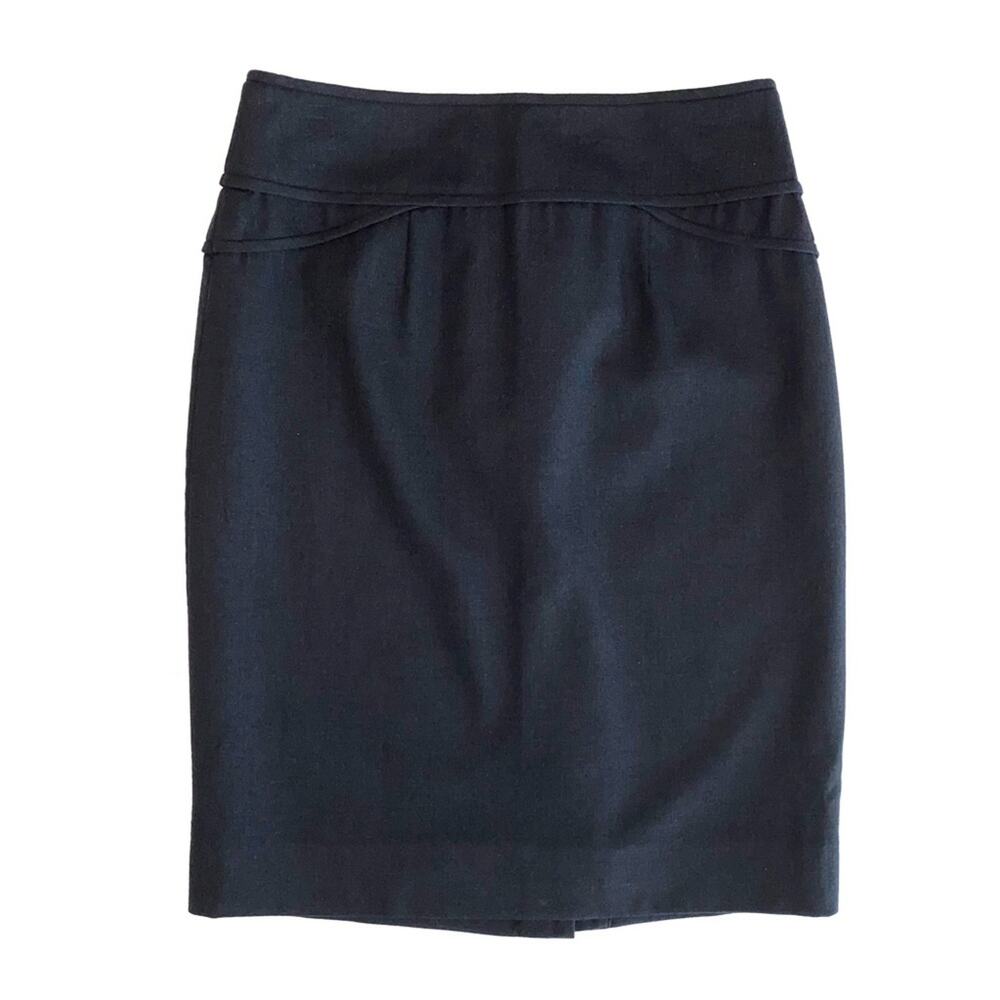 Vintage Carlisle Designer Wool Secretary Charcoal Grey Pencil Skirt Size 0
